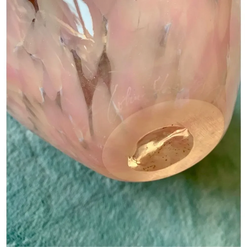 Cohn-Stone Glass Studio Pink Hand Blown Contemporary ART VASE Signed MCM MOD
